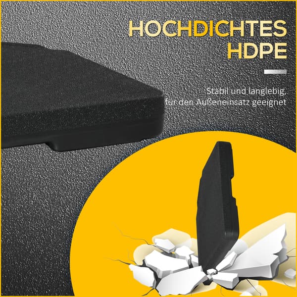 Parasolfod sæt 100x100x6,8 cm Sort HDPE plastik