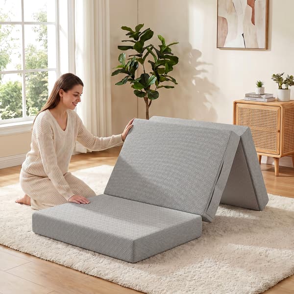 Sammenklappelig madras 200x90x15 cm lys grå
