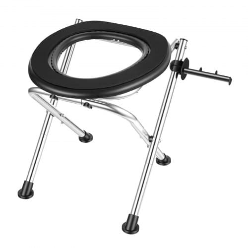 Bærbart campingtoilet, 41x35x39 cm, rustfrit stål, sammenklappeligt, blødt sæde