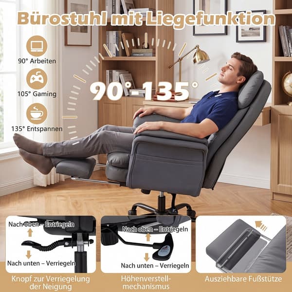 Kontorstol 25-45x30,5x46,5-49 tommer i grå
