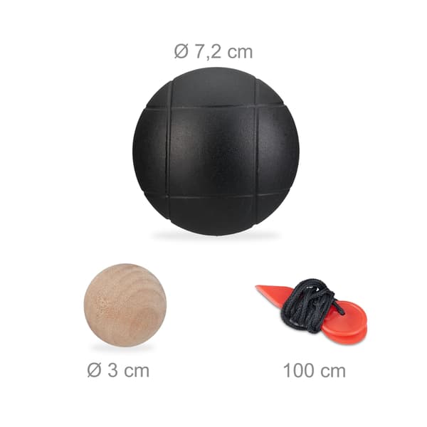Boules-set, 7,2 cm, svart, stål, Kodustaar