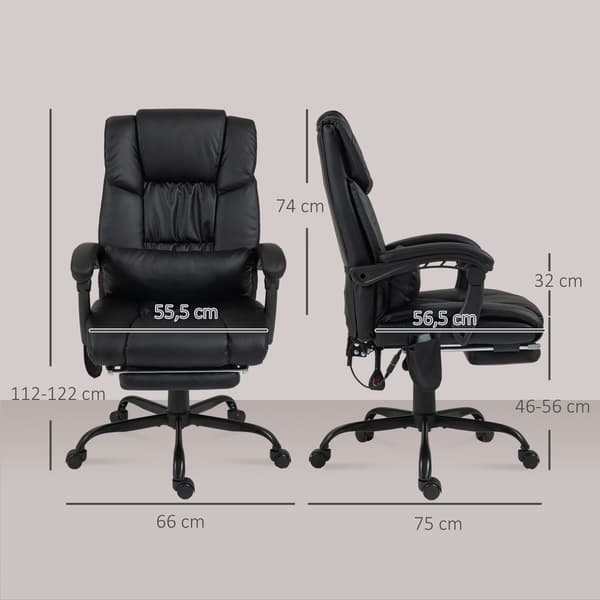 Kontorstol Ergonomisk med Massagefunktion 66x75x112 cm Sort Kunstlæder
