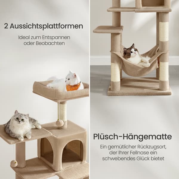 Kattträd 55x45x143 cm Beige Plysch