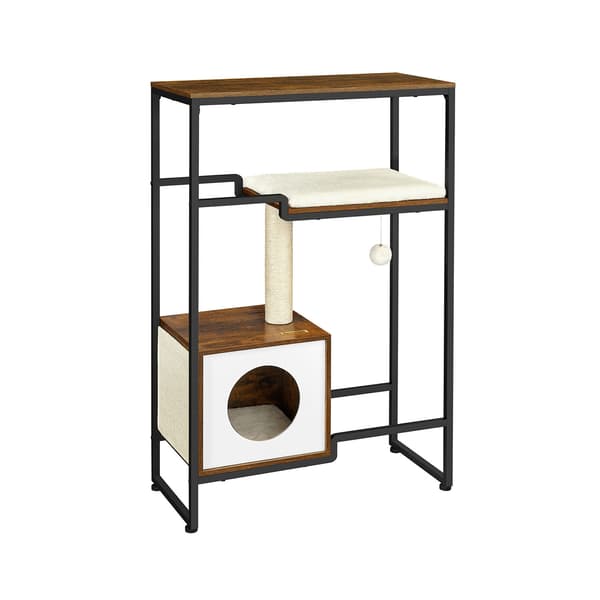 Kattetræ 74x34x114 cm Brun træ stål