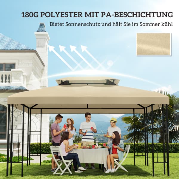Paviljong Reservtak, 300x400 cm, Beige, Polyester