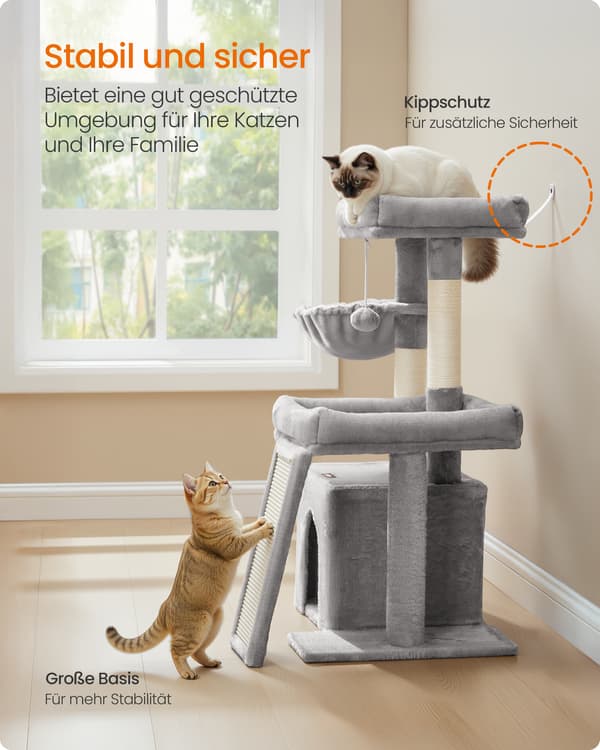 Kattträd 50x40x90 cm Grå Sisal