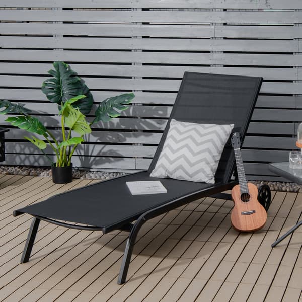 Ulkoloungerit 2 kpl 190,5x61x34-97 cm musta