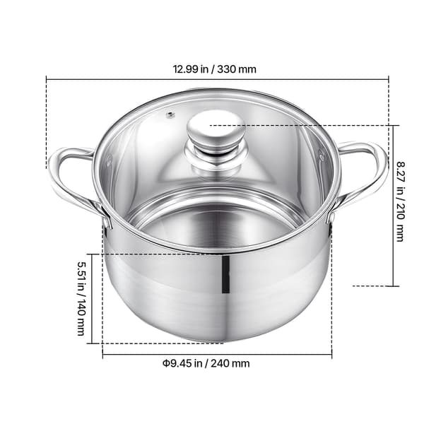 Stor gryde 7.6 L 35x25.5x21 cm Rustfrit stål