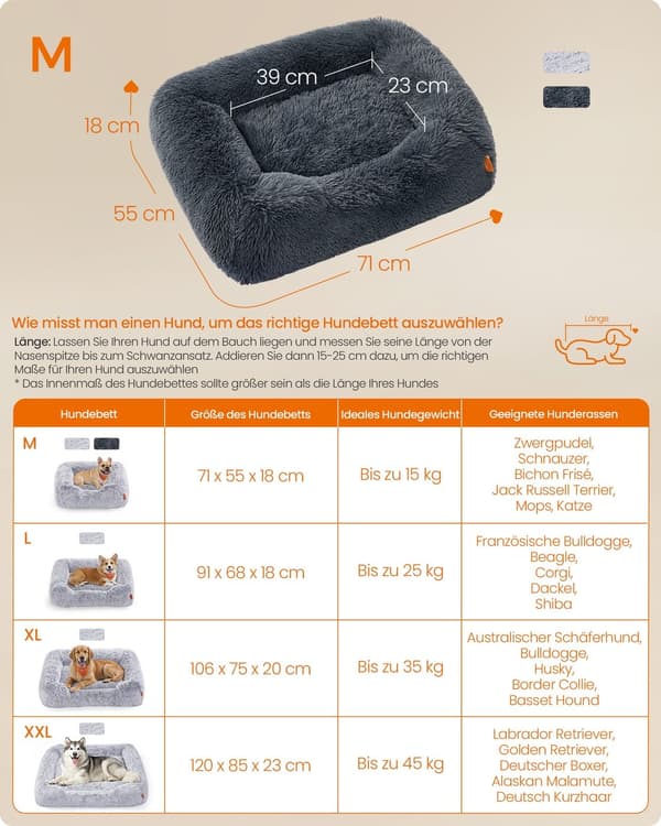 Hundeseng 71x55x18 cm Hvit, myk polstring