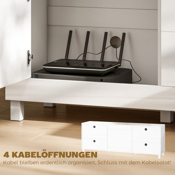 TV-bänk, 180x40x66 cm, Vit, Högblank