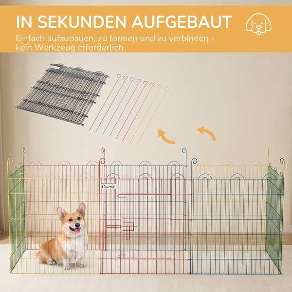 Pet Playpen modulär design Ø156x60 cm multifärgad
