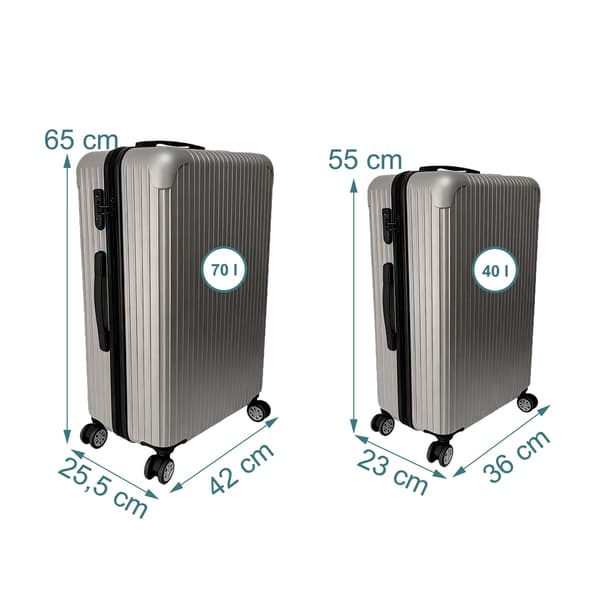 Kuffertsæt 55x36x23 cm, 65x42x25,5 cm Sort, Hardcase, Kodustaar