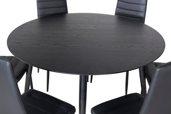 Spisebord og stole sæt 115 cm sort