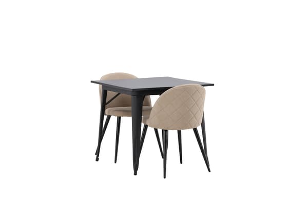 Spisebord og stole sæt Tempe sort og beige MDF og polyesterstof