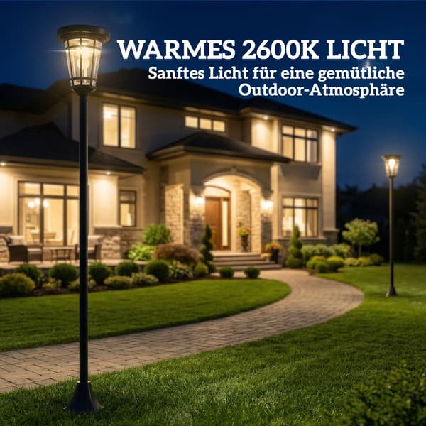 Pathway Light 23,5x23,5x180 cm Svart solcellsdriven