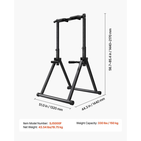 Pull Up Bar, 132x112,5x144-217 cm, Stål, Justerbar, Träningsutrustning