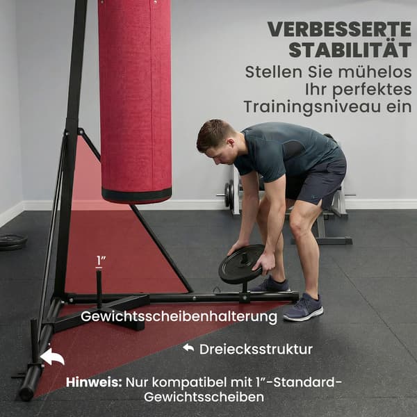 Stativ för boxsäck 175x91x185-231 cm Röd Stål