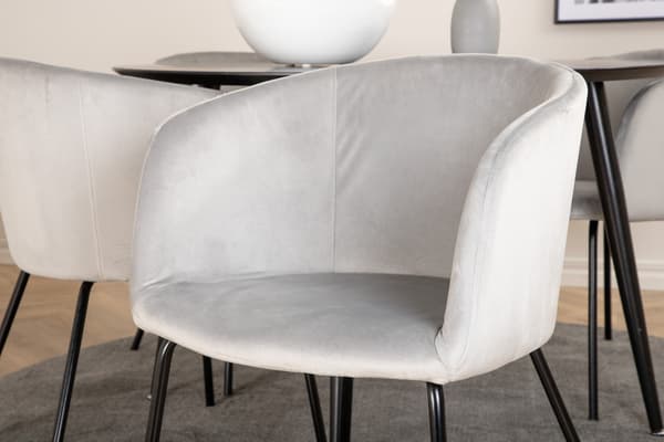 Spisebord og stole sæt 115 cm sort velour