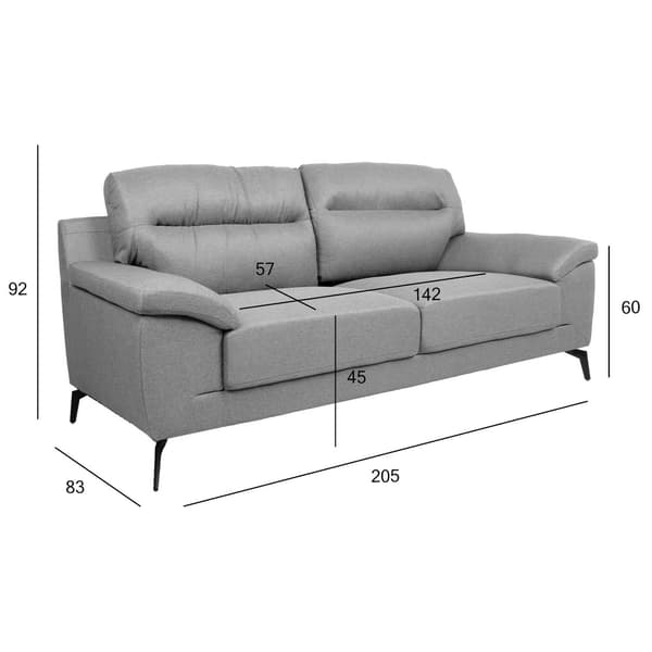 Soffa ENZO 205x83x92 cm grå tyg