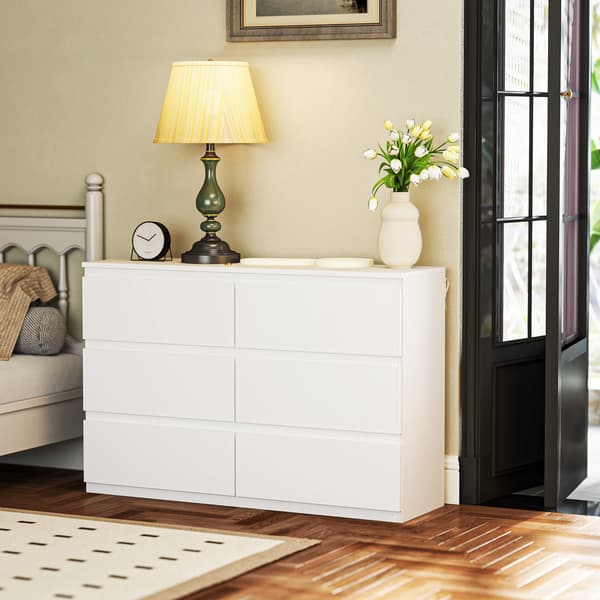 Kommode med 3 skuffer 112x34x75 cm hvid
