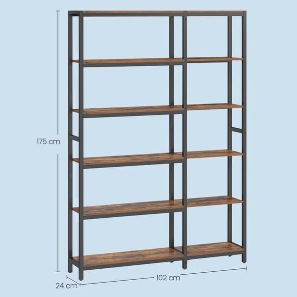 Bogreol 24x102x175,2 cm Brun-Sort Træ og Stål