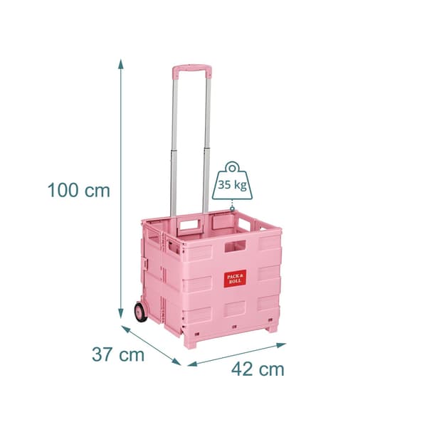 Hopfällbar aluminiumvagn, rosa, Kodustaar