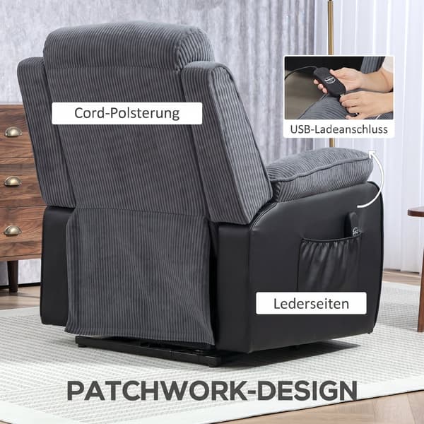 Løftestol Recliner 96x96x108 cm mørkegrå