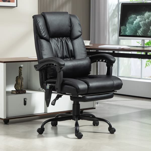 Kontorstol Ergonomisk med Massagefunktion 66x75x112 cm Sort Kunstlæder