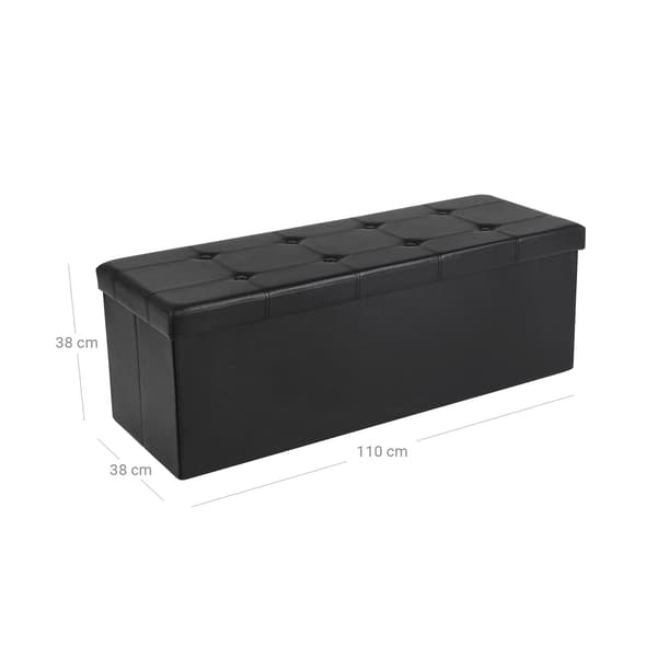 Opbevaringspuf 110x38x38 cm sort kunstlæder