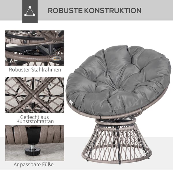 Papasan stol, 87x97x86 cm, grå