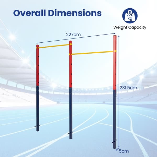 Pull Up Bar til nedgravning 227x5x231,5 cm rød