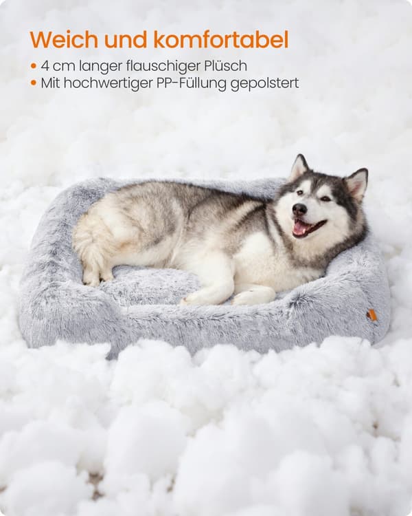 Hundeseng, 120x85x23 cm, Grå, Plysj