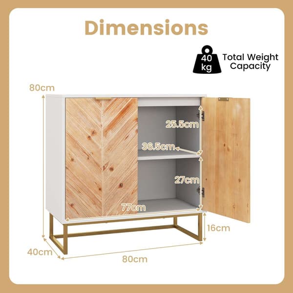Buffet Skænk Skab, 80x40x80 cm, Hvid , Star