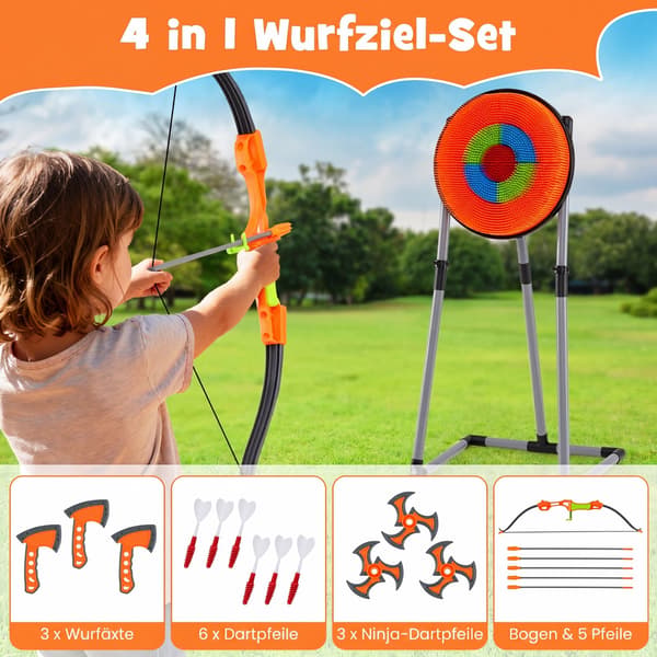 Kasteskyttespil Sæt 4 i 1 56x53x118 cm orange/sort/grå