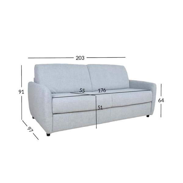 Soffa med bäddfunktion 203x97x91 cm Blå tyg
