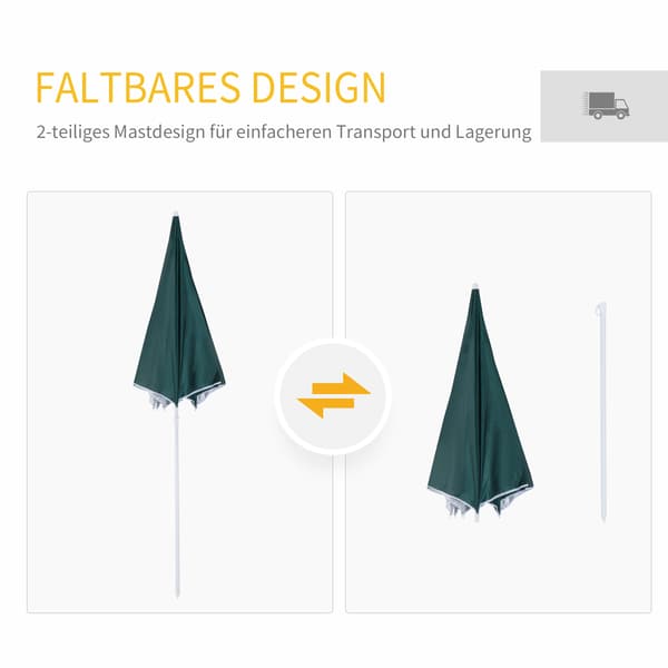 Strandparaply 220x220 cm Grön, Polyester