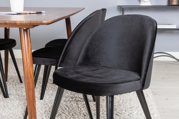 Spisebord og spisebordsstole Polar 180 cm valnød sort
