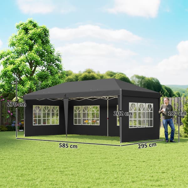 Pavillon, 295x585 cm, Sort, Vandtæt Polyester
