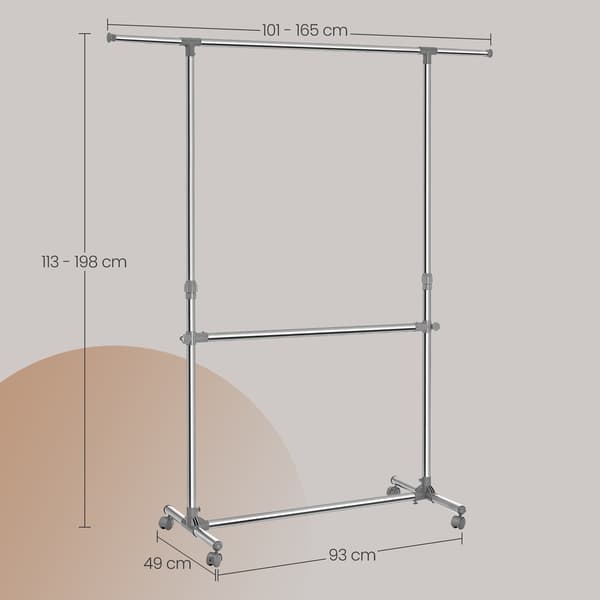Klesstativ 49x101x113 cm Sølv, stål