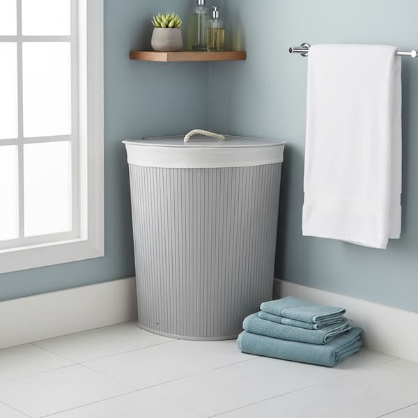 Tvättkorg, 41x41x60 cm, Vit, Bambuträ, Kodustaar