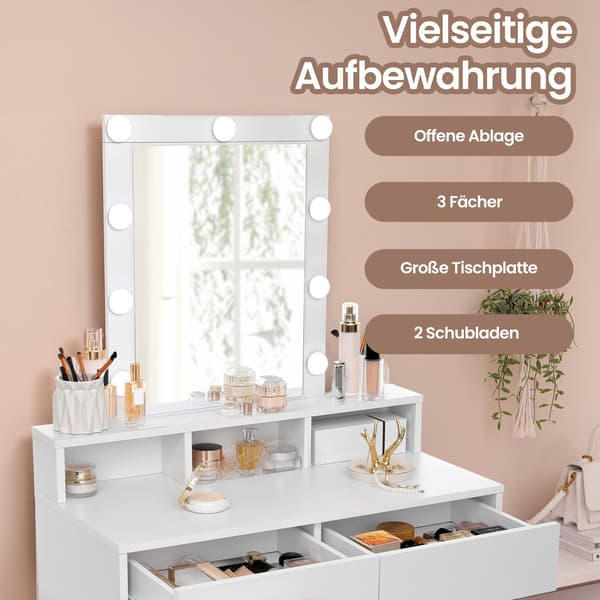 Sminkbord 40x80x145 cm Vit