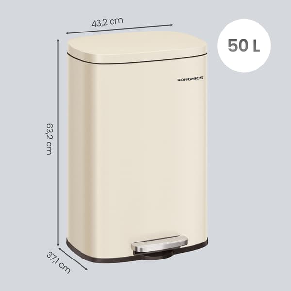 Søppelbøtte, 43,2x37,1x63,2 cm, Beige, Stål
