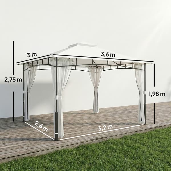 Pavillon 360x300x275 cm Sort Metal