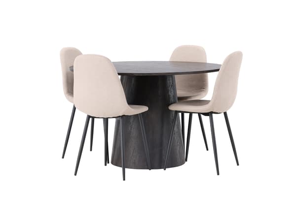 Spisebord og stole sæt Lanzo 120 cm brun sort beige
