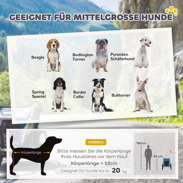 Hundetrailer, 138x70x89 cm, Blå, Sammenklappelig