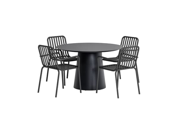 Spisebord og stole sæt Lanzo 120 cm sort