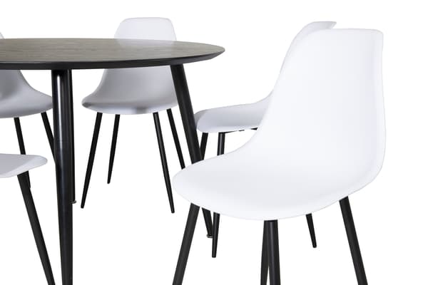 Spisebord og stole sæt 115 cm sort plast