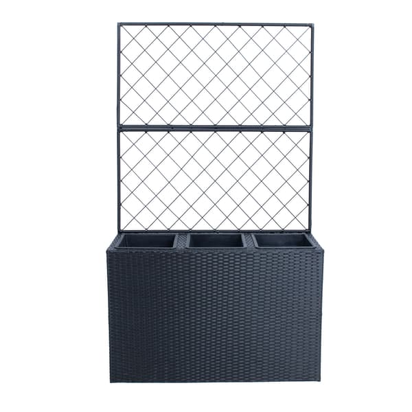 Blomsterkasse med espalier 83x29x146 cm Sort