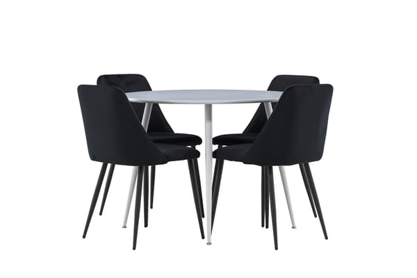 Spisebord Plaza med natstole 100 cm grå og sort MDF