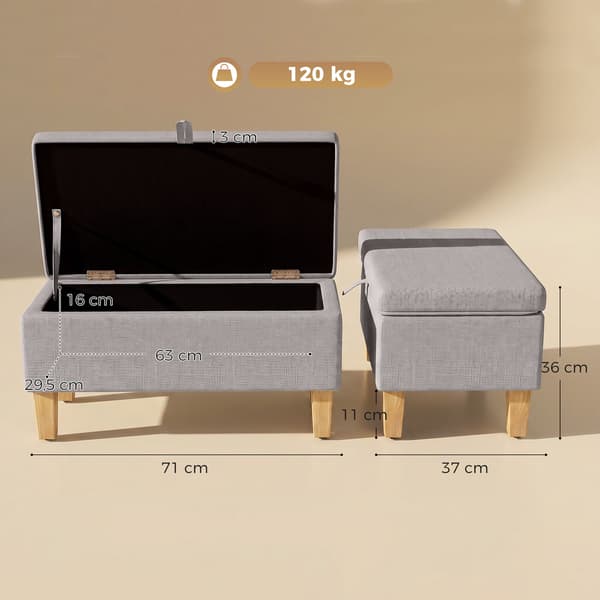 Opbevaringsbænk 71x37x36 cm lys grå